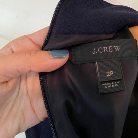 J.Crew 2P White Trim Bow Navy Dress - Office - Mid- Brunch Event Date night - Picture 11 of 11